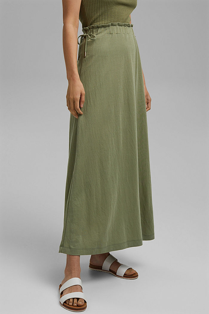Gonna maxi in jersey con LENZING™ ECOVERO™, LIGHT KHAKI, overview