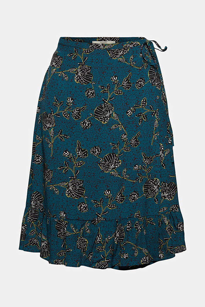 Floral wrap-over skirt with a flounce