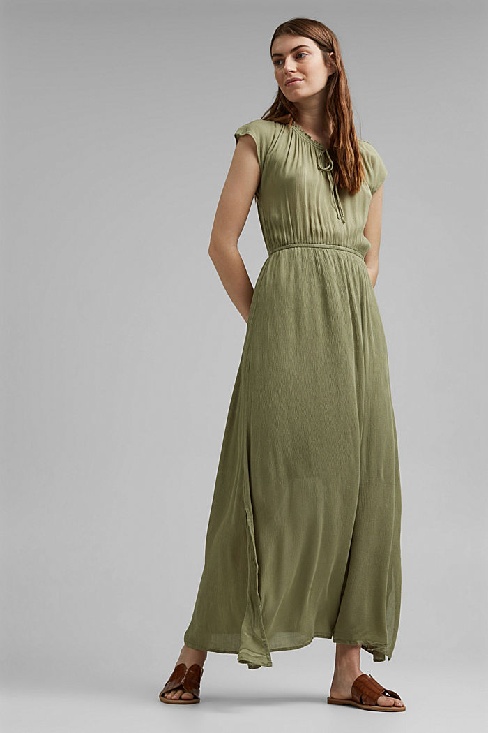 Maxi-jurk van LENZING™ ECOVERO™ met crinkle-look