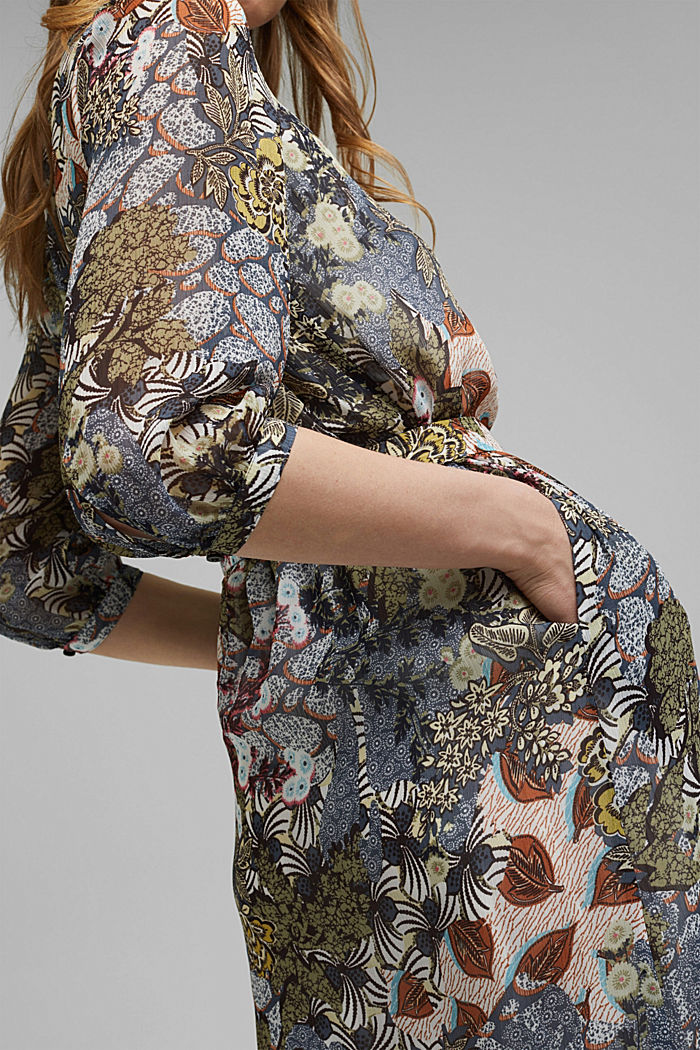 Recycelt: Blusenkleid aus Chiffon mit Print