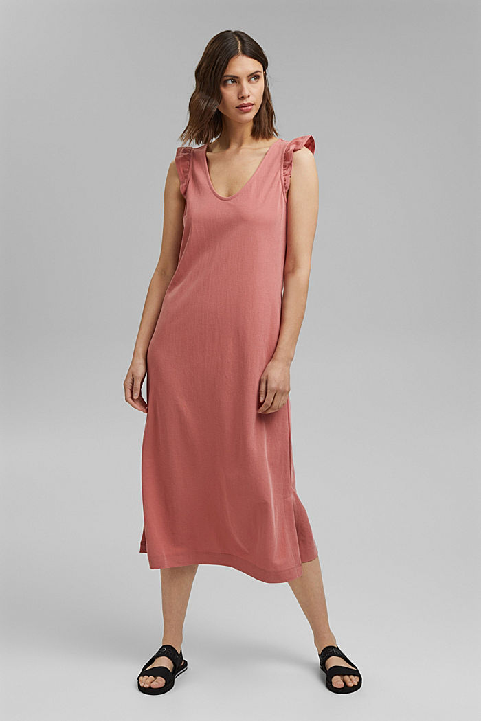 Jersey jurk met midilengte en LENZING™ ECOVERO™, BLUSH, detail image number 1