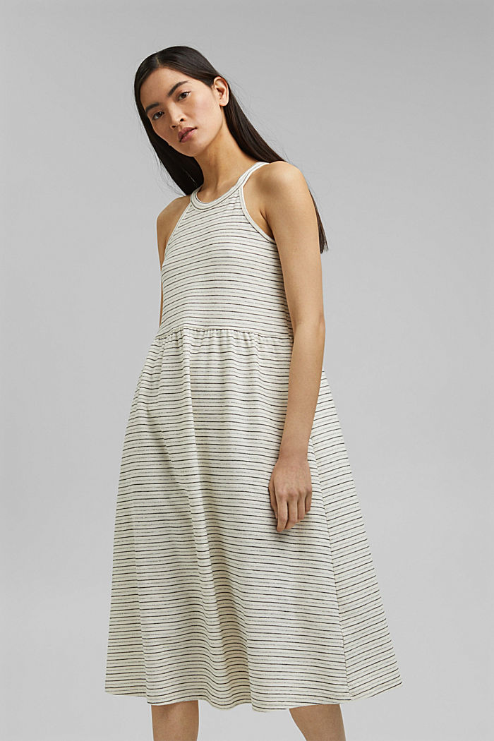 Midi dress with stripes made of an organic cotton blend