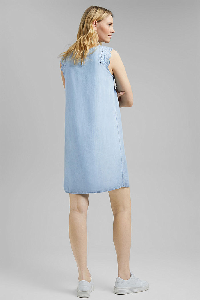 In TENCEL™: abito con ricamo traforato, BLUE LIGHT WASHED, detail image number 2