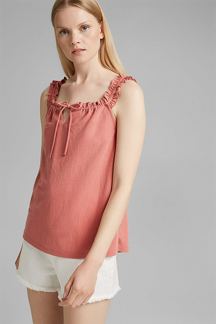 Frilled jersey top, LENZING™ ECOVERO™