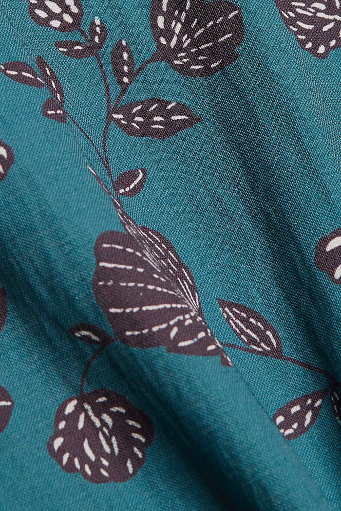 Top in jersey con stampa e LENZING™ ECOVERO™, TEAL GREEN, detail image number 4