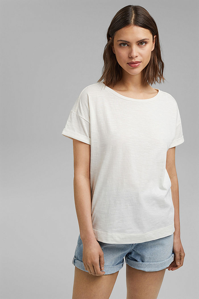 T-shirt in 100% cotone biologico, OFF WHITE, overview