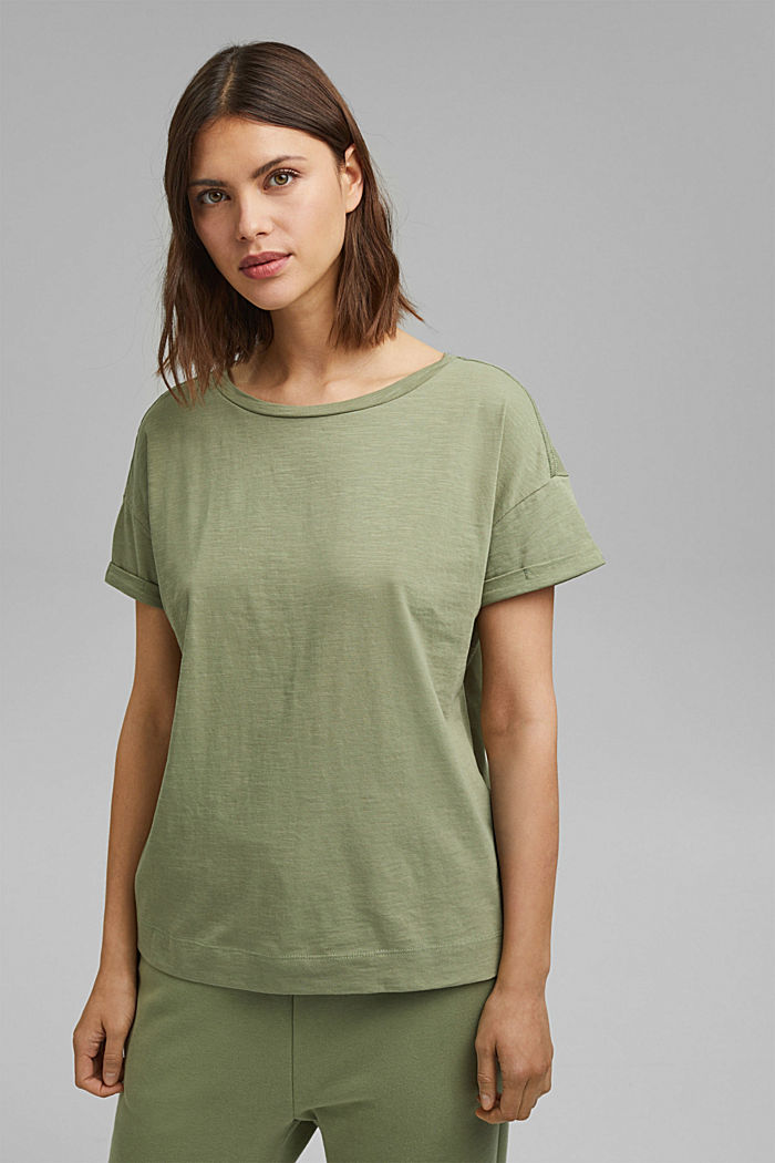 T-Shirt aus 100% Bio-Baumwolle, LIGHT KHAKI, overview