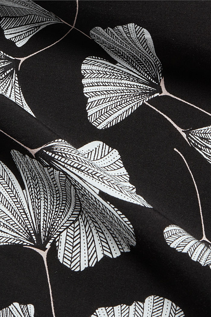Camicia da notte con stampa di ginko, LENZING™ ECOVERO™, BLACK, detail image number 4