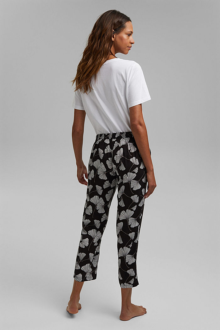 Pantaloni da pigiama con stampa di ginko, LENZING™ ECOVERO™, BLACK, detail image number 3