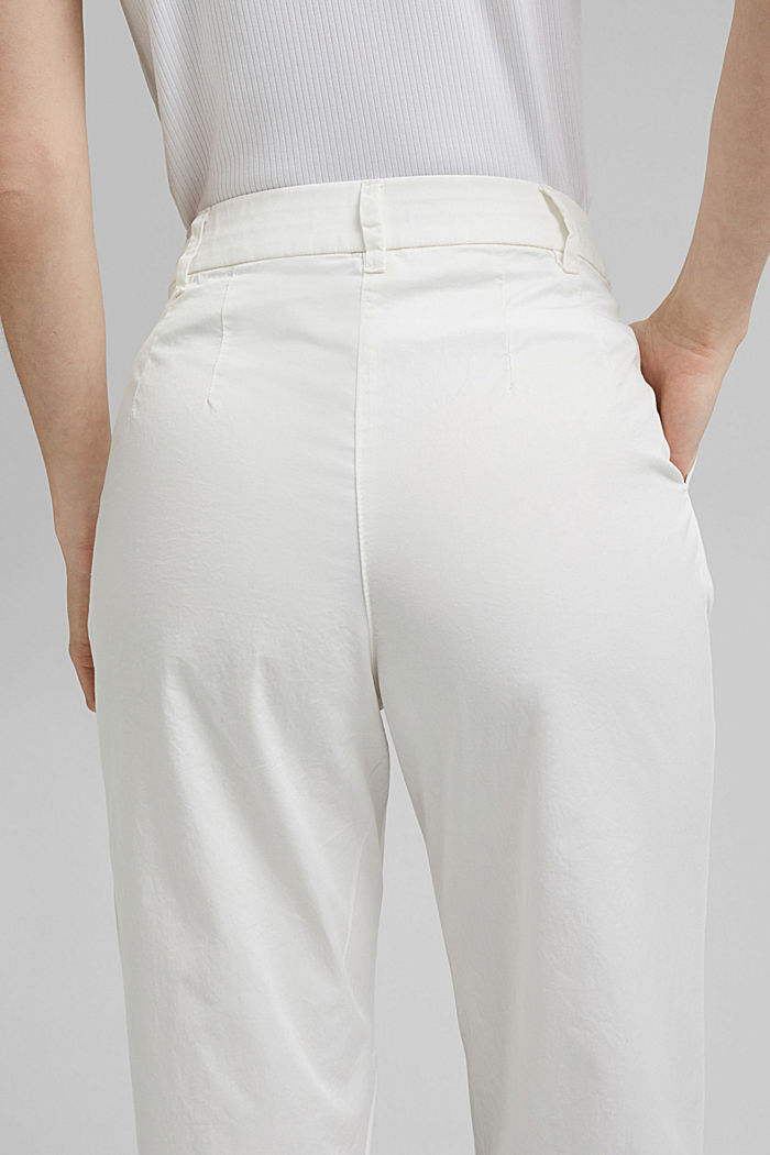 Pantaloni chino alla caviglia in 100% cotone, WHITE, detail image number 2