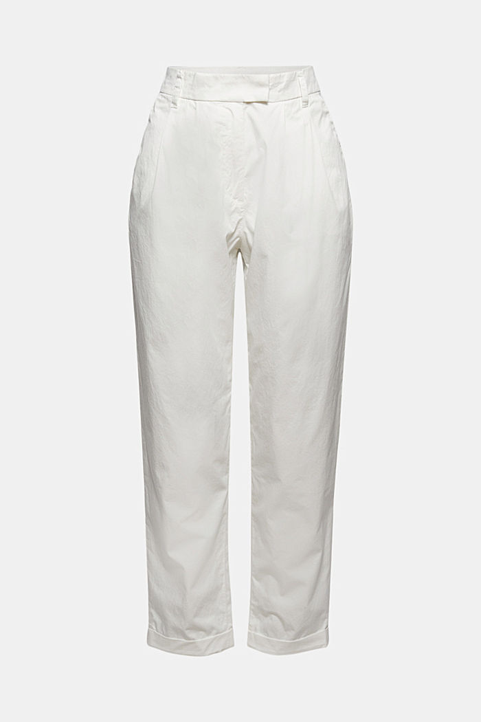 Pantaloni chino alla caviglia in 100% cotone, WHITE, detail image number 5