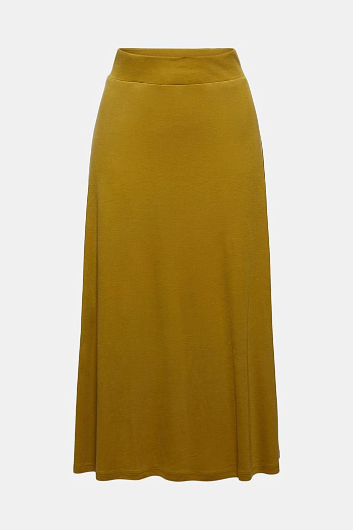 In TENCEL™: gonna midi in jersey, OLIVE, overview
