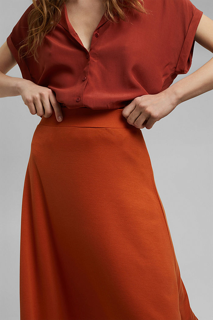 In TENCEL™: gonna midi in jersey, TERRACOTTA, detail image number 2