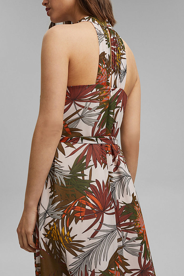 Maxi-jurk met haltermodel en botanische print, LIGHT PINK, detail image number 3
