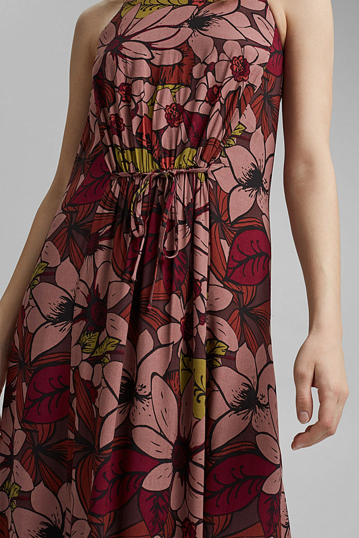 Gebloemde maxi-jurk met LENZING™ ECOVERO™, TERRACOTTA, detail image number 3