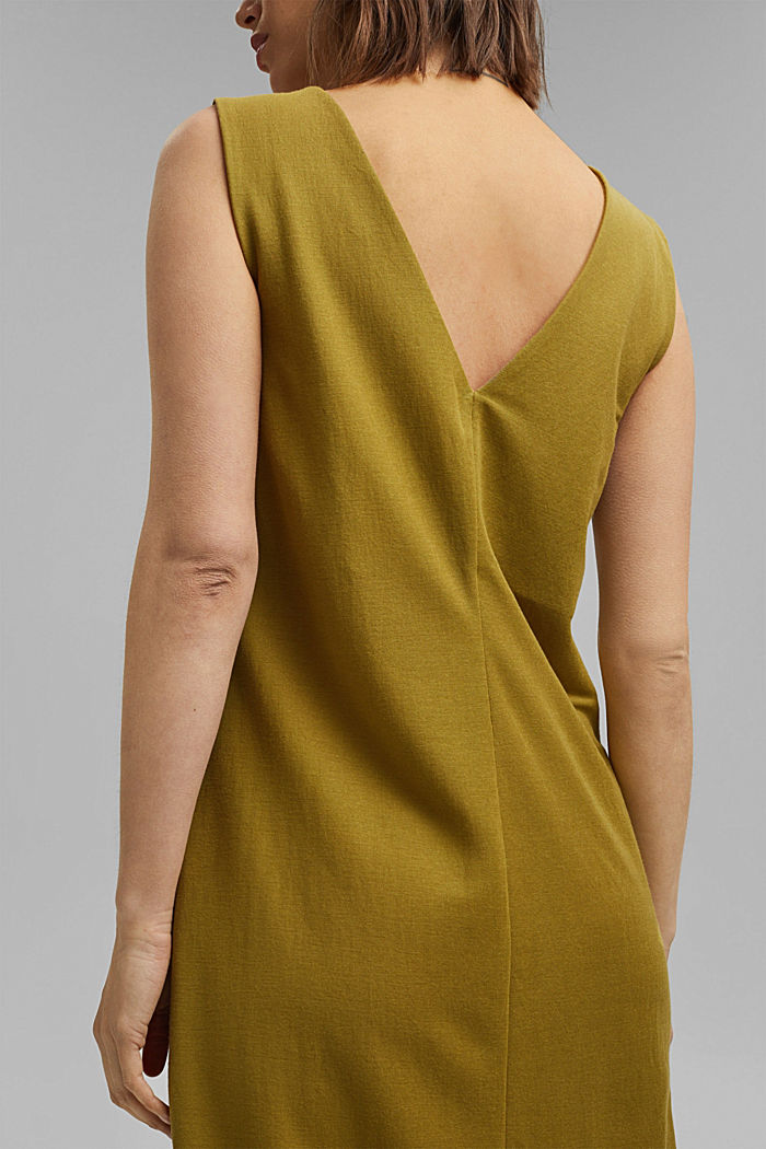 Midi-jurk met V-hals voor en achter, LENZING™ ECOVERO™, OLIVE, detail image number 3
