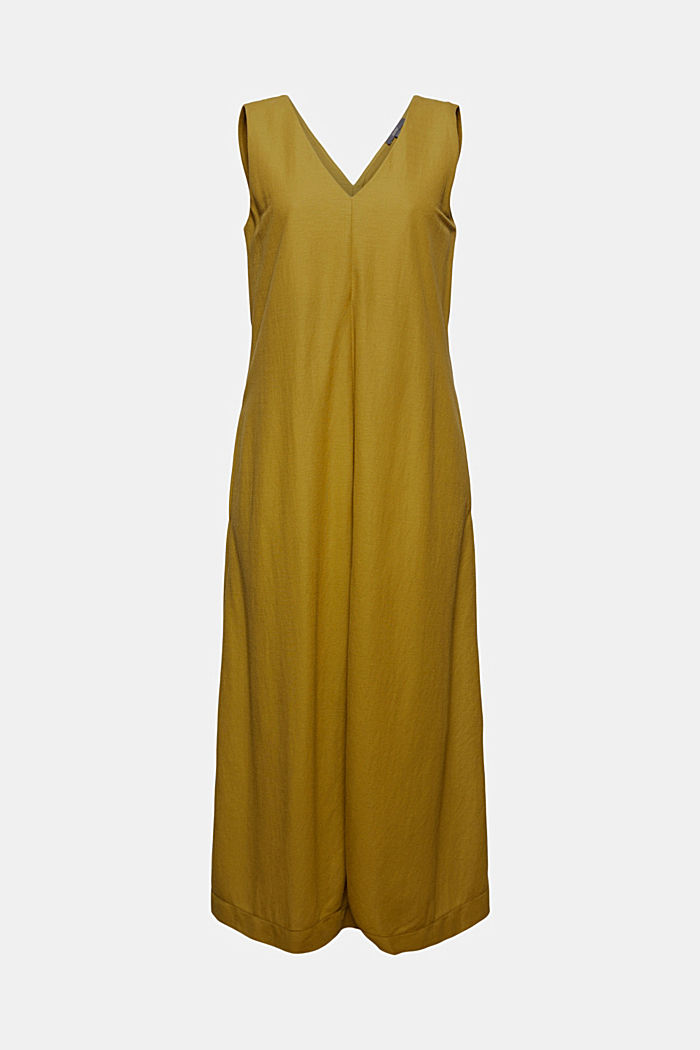 Midi-jurk met V-hals voor en achter, LENZING™ ECOVERO™, OLIVE, detail image number 6