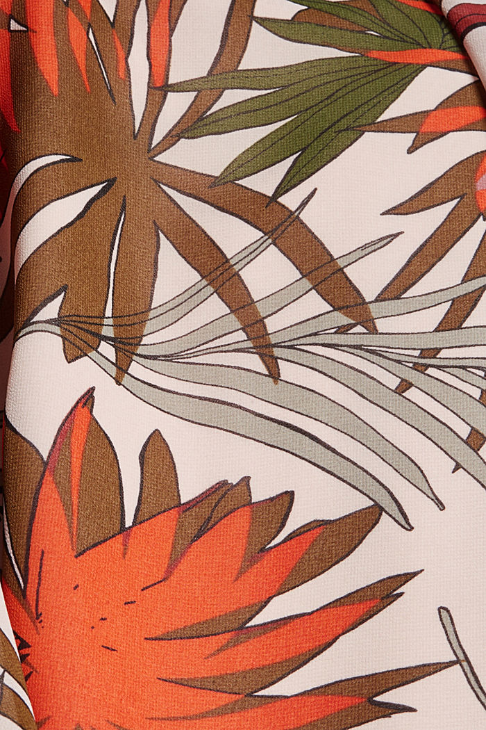 Top blusato in chiffon con stampa botanica, LIGHT PINK, detail image number 4