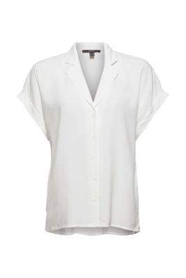 ESPRIT Top façon blouse à col pyjama, LENZING™ ECOVERO™