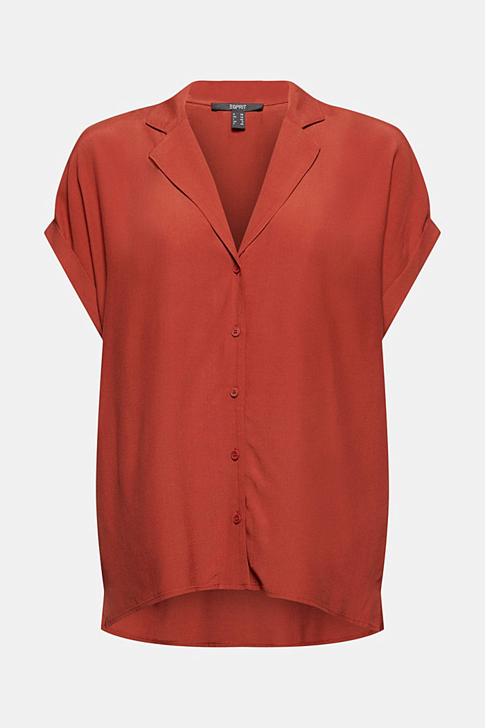 Blouse top with a pyjama-style collar, LENZING™ ECOVERO™