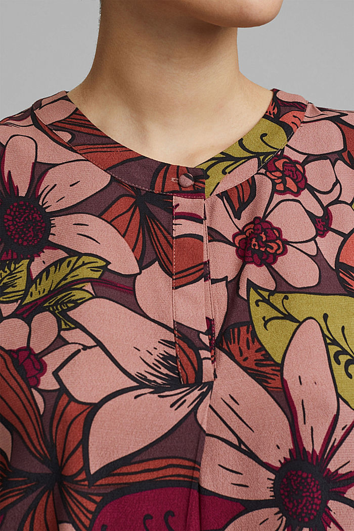 Top blusato con stampa di fiorellini, LENZING™ ECOVERO™, TERRACOTTA, detail image number 2
