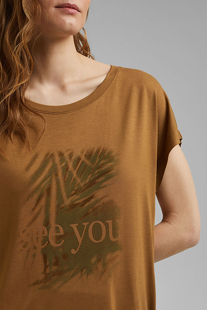 T-shirt con stampa in LENZING™ ECOVERO™, BARK, detail image number 2