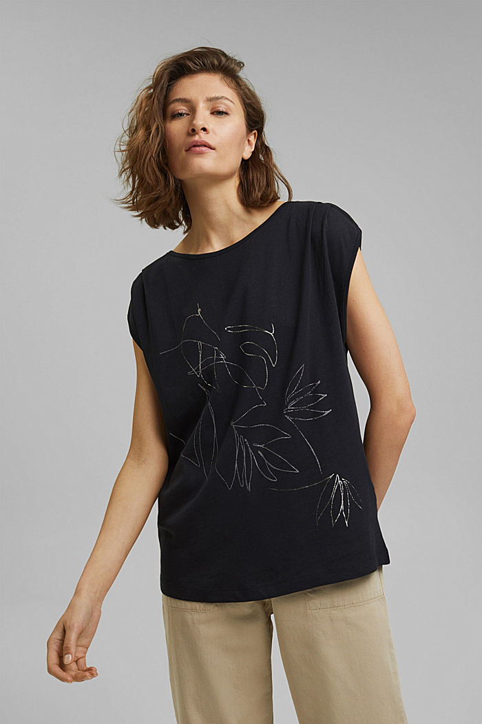Bawełna organiczna/TENCEL™: T-shirt z nadrukiem, BLACK, detail image number 0
