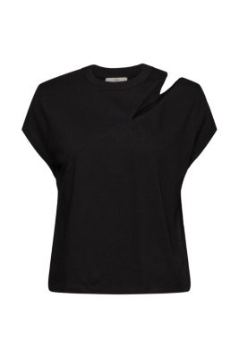 EDC T-shirt doté de découpes, en coton mélangé