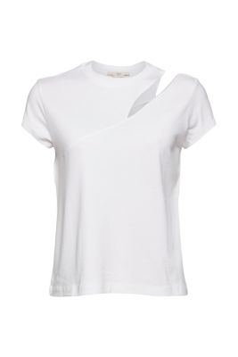 EDC T-shirt doté de découpes, en coton mélangé