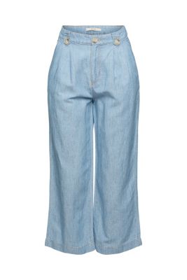 ESPRIT À teneur en lin : la jupe-culotte d´aspect denim