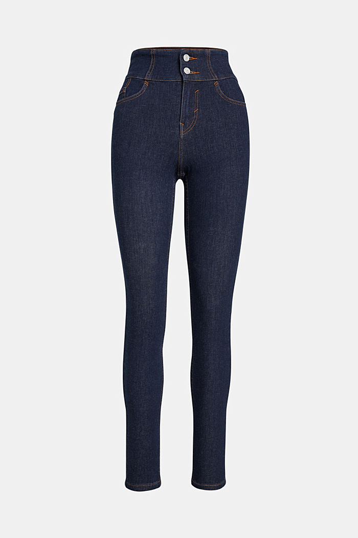 Body Contour: High Rise Skinny Jeans, BLUE DARK WASHED, detail-asia image number 6