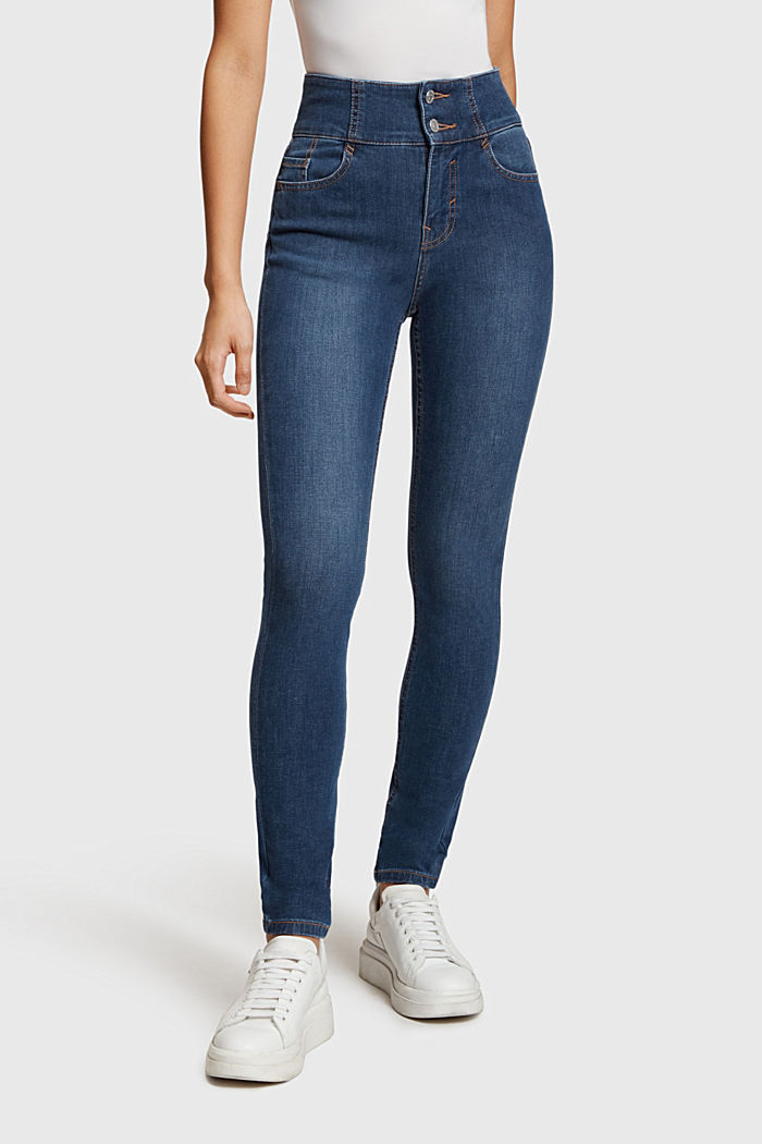 Body Contour: High Rise Skinny Jeans, BLUE MEDIUM WASHED, detail-asia image number 0
