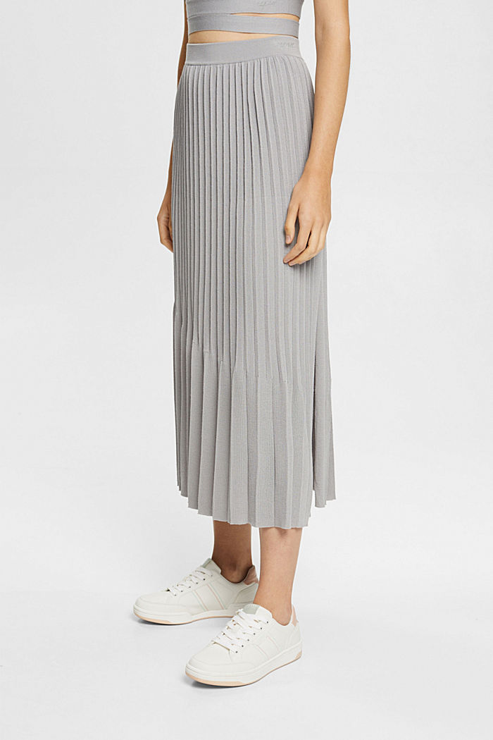Pleated midi skirt, MEDIUM GREY, detail-asia image number 0