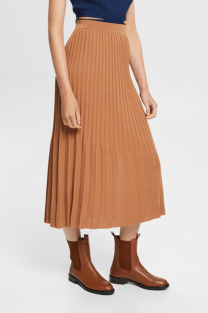 Pleated midi skirt, BROWN, overview-asia