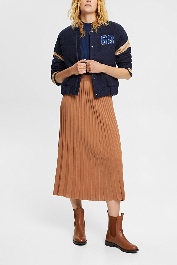 Pleated midi skirt, BROWN, detail-asia image number 1
