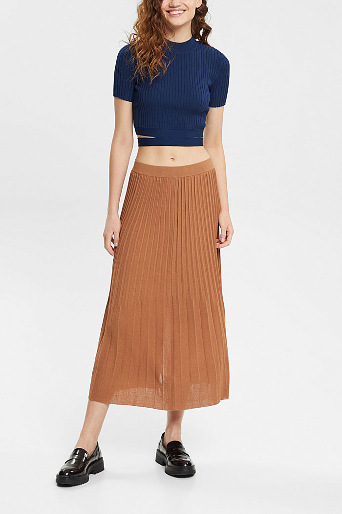 Pleated midi skirt, BROWN, detail-asia image number 4