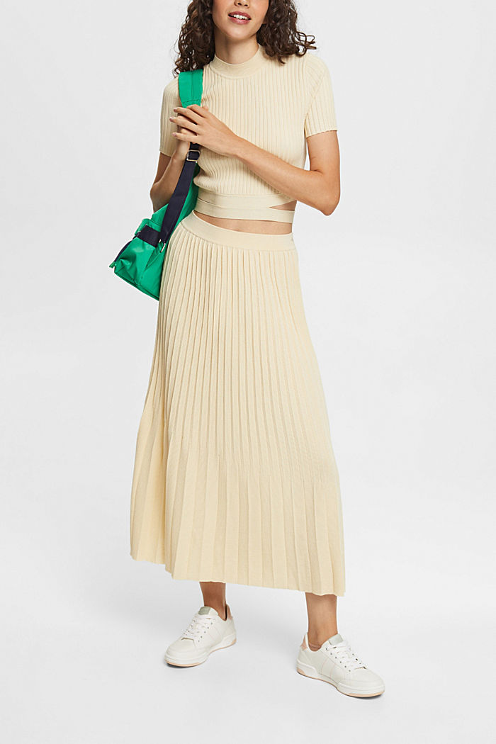 Pleated midi skirt, SAND, detail-asia image number 1
