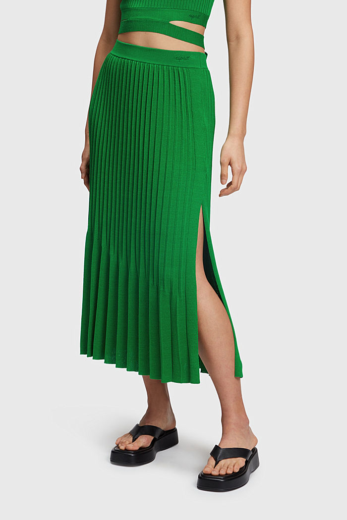 Pleated midi skirt, GREEN, detail-asia image number 0