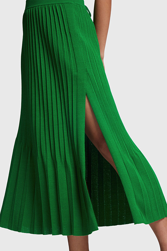Pleated midi skirt, GREEN, detail-asia image number 3