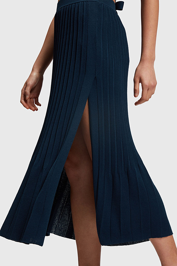 Pleated midi skirt, NAVY, detail-asia image number 3