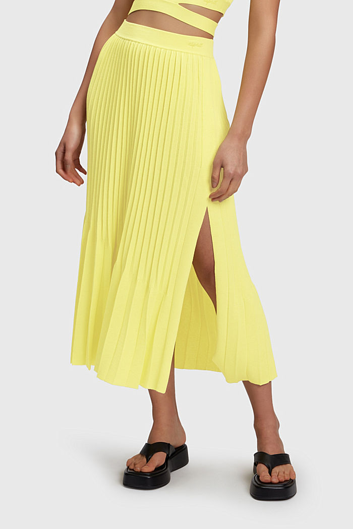 Pleated midi skirt, LIGHT YELLOW, detail-asia image number 0
