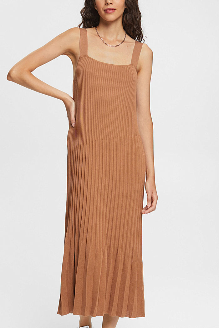 Pleated strap dress, BROWN, detail-asia image number 0