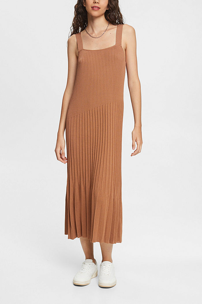 Pleated strap dress, BROWN, detail-asia image number 4