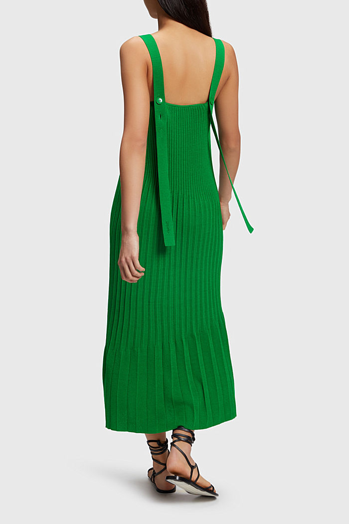 Pleated strap dress, GREEN, detail-asia image number 1