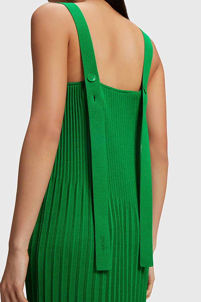 Pleated strap dress, GREEN, detail-asia image number 3