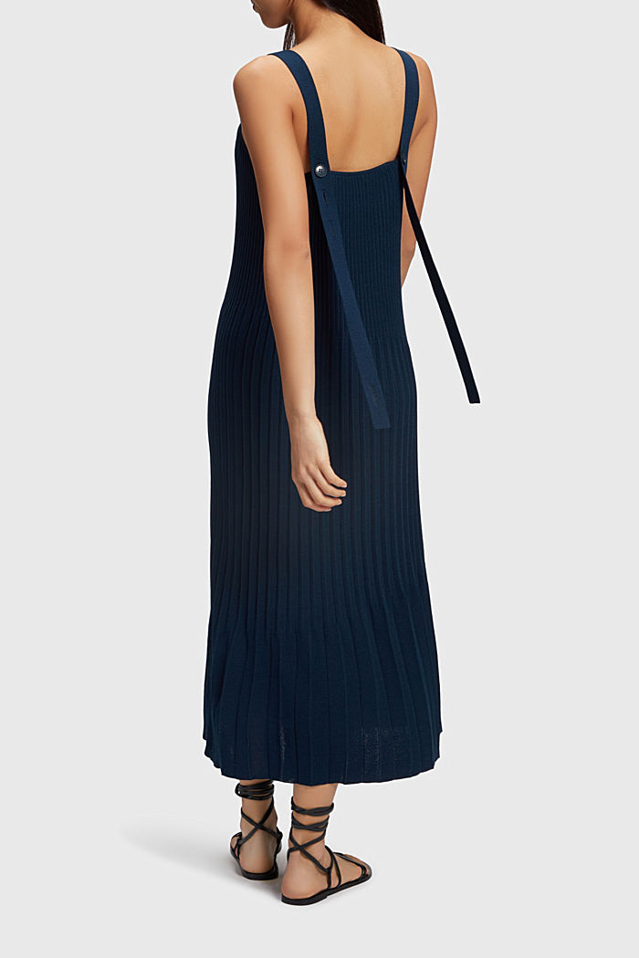 Pleated strap dress, NAVY, detail-asia image number 1