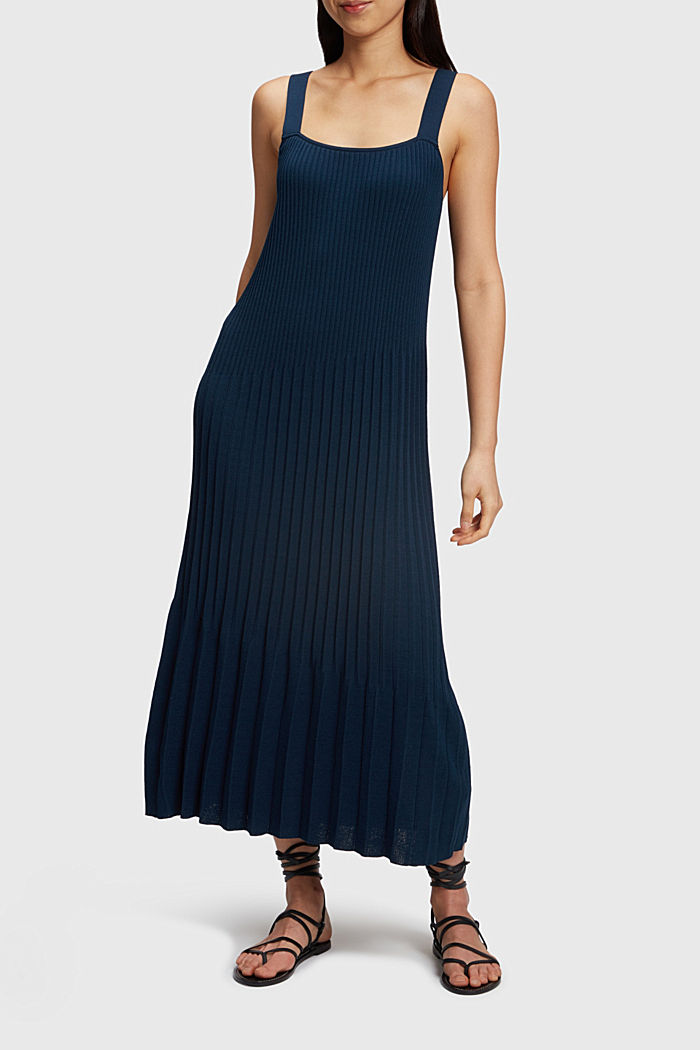 Pleated strap dress, NAVY, detail-asia image number 2