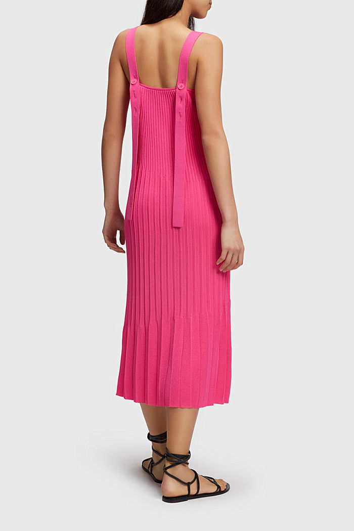 Made of recycled material: pleated midi dress, PINK FUCHSIA, detail image number 1