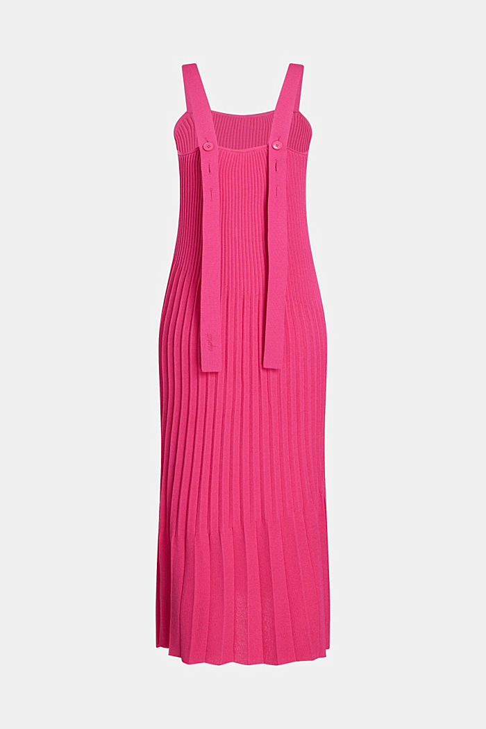 Made of recycled material: pleated midi dress, PINK FUCHSIA, detail image number 5