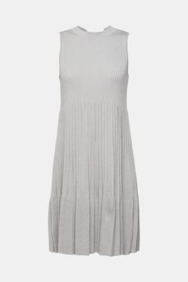 Pleated fit and flare dress, MEDIUM GREY, detail-asia image number 7